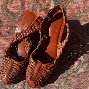 Michael Kors sling back huarache wedge wooden heel size 8